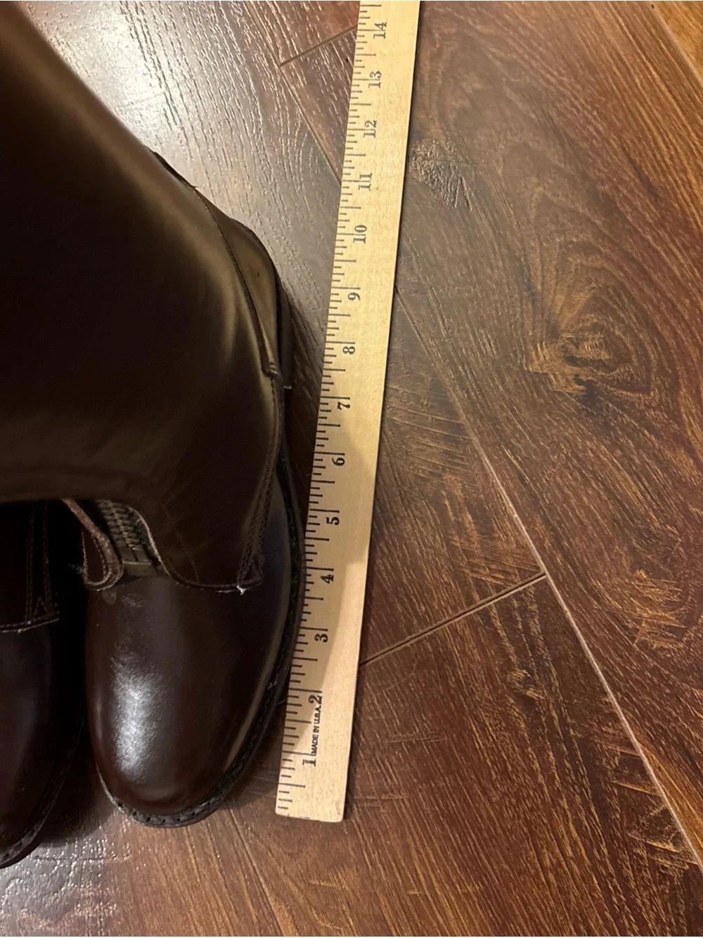 Brown Genuine Leather Riding Boots Knee High Equestrian Front Zip